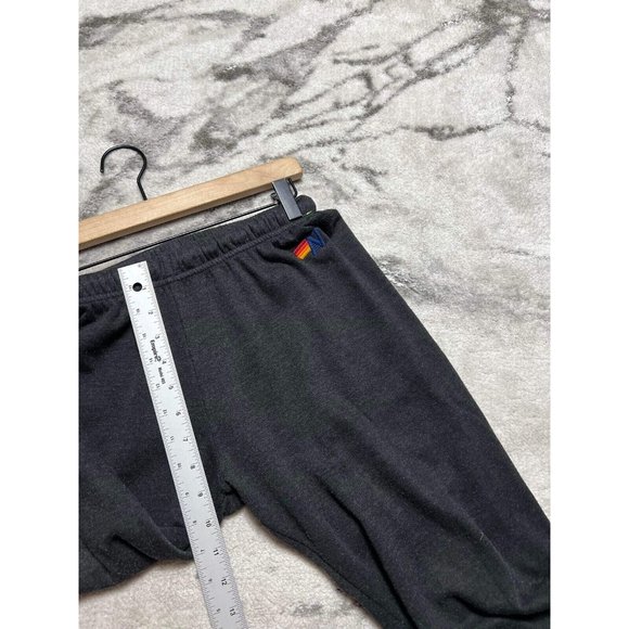 AVIATOR NATION Rainbow Stitch Sweatpants Black Grey Two Tone One Leg M Médium - Picture 4 of 8